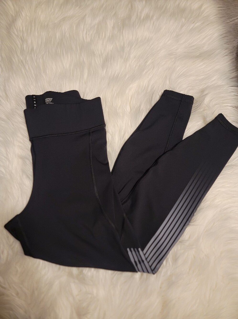 Savage X Fenty Black High-Waist Leggings with Reflective Stripe Detail